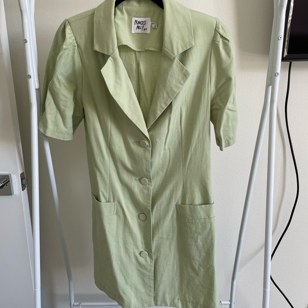 Princess Polly green mini button up dress